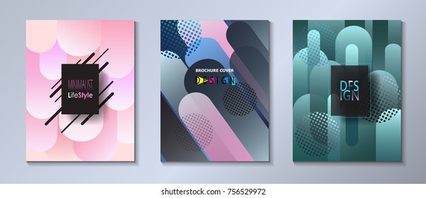 Abstract modern covers template set, Bauhaus, memphis, hipster style graphic fluid color bubbles geometric dynamic elements. Fashion placard, brochure covers, poster,  banner flyer invitation vector