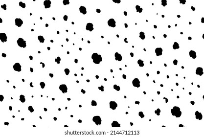 Abstract modern cow fur seamless pattern. Animals trendy background. Black and white decorative vector illustration for print, card, postcard, fabric, textile. Modern ornament of stylized skin.