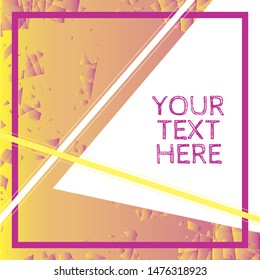 Abstract modern crackle texture with geometric frames in pink & yellow