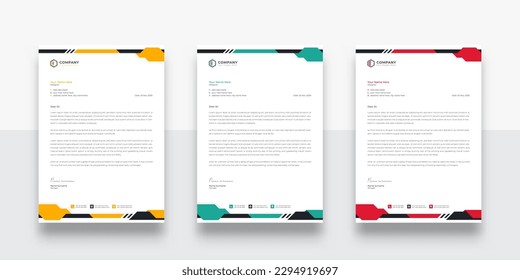 Abstract Modern and Creative Corporate Business letterhead design template. Creative letterhead template vector. color variation creative letterhead template design. modern letterhead design template 