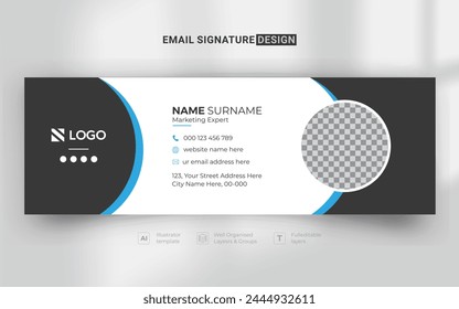 abstract modern creative corporate business email signature design or email footer design template with blue color combinations