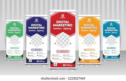 Abstract Modern creative corporate digital marketing agency business standee x rollup pullup signage retractable banner design vector template