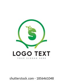 Abstract modern creative growing leafs themed letter type S  logo template, vector logo for business and company identity 