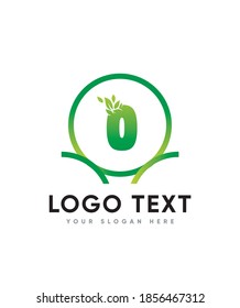 Abstract modern creative growing leafs themed letter type O  logo template, vector logo for business and company identity 