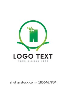 Abstract modern creative growing leafs themed letter type N  logo template, vector logo for business and company identity 