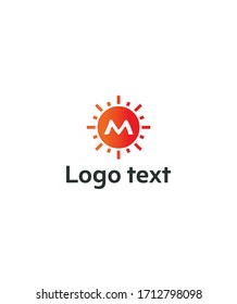 Abstract modern creative letter M Circle with sunshine logo template, vector logo for business and company identity 