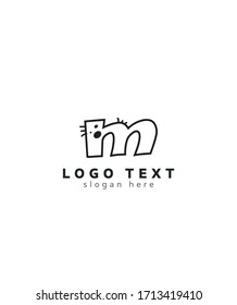 Carta creativa moderna resumida M con la plantilla del logotipo de tienda de mascotas, el logotipo vectorial para la identidad empresarial y de la empresa 