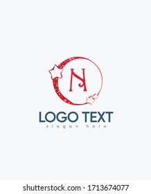 Abstract modern creative letter N with stars logo template, vector logo for business and company identity 