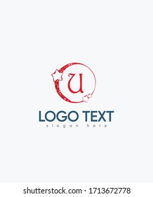 Letra creativa abstracta moderna U con el logotipo de estrellas, logotipo vectorial para identidad empresarial y de empresa 