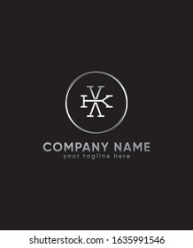 Abstract, Modern, Creative and Minimalist Letter XK in circle Logo Design Icon, Editable in Vector Format in Black and White Color