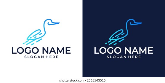 Abstract Modern Creative Minimalist Style Vector Technology Bird Logo Illustration.