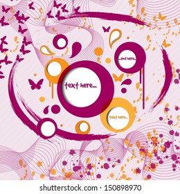 Abstract modern creative vector with spray pattern background with drops and butterfly 