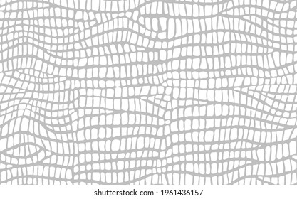 Abstraktes, modernes Krokodil-Ledermuster, nahtlos. Tiere, trendiger Hintergrund. Schwarz-Weiß dekorative Vektorgrafik für Druck, Stoff, Textilien. Modernes Ornament der stilisierten Alligatorhaut.
