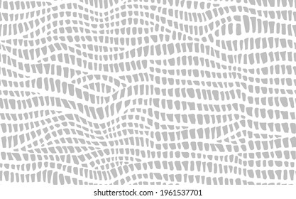 Abstract modern crocodile leather seamless pattern. Animals trendy background. Grey and white decorative vector illustration for print, fabric, textile. Modern ornament of stylized alligator skin.