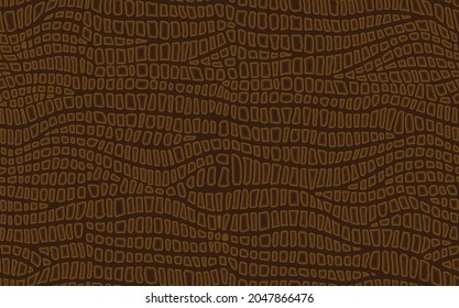 Abstract modern crocodile leather seamless pattern. Animals trendy background. Brown decorative vector illustration for print, fabric, textile. Modern ornament of stylized alligator skin.