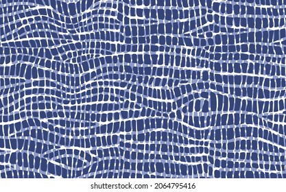 Abstract modern crocodile leather seamless pattern. Animals trendy background. Blue and white decorative vector illustration for print, fabric, textile. Modern ornament of stylized alligator skin.
