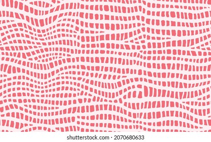 Abstract modern crocodile leather seamless pattern. Animals trendy background. Pink decorative vector illustration for print, fabric, textile. Modern ornament of stylized alligator skin.