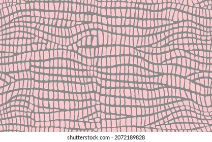 Abstraktes, modernes Krokodil-Ledermuster, nahtlos. Tiere, trendiger Hintergrund. Rosa dekorative Vektorgrafik für Druck, Stoff, Textilien. Modernes Ornament der stilisierten Alligatorhaut.
