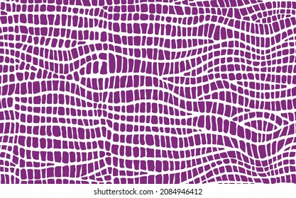 Abstract modern crocodile leather seamless pattern. Animals trendy background. Purple and white decorative vector illustration for print, fabric, textile. Modern ornament of stylized alligator skin.