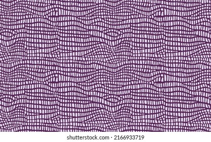 Abstraktes, modernes Krokodil-Ledermuster, nahtlos. Tiere, trendiger Hintergrund. Lila dekorative Vektorgrafik für Druck, Stoff, Textilien. Modernes Ornament der stilisierten Alligatorhaut.