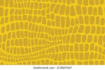 Abstract modern crocodile leather seamless pattern. Animals trendy background. Yellow decorative vector illustration for print, fabric, textile. Modern ornament of stylized alligator skin.