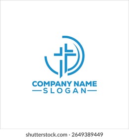 Abstract Modern Cross Religious Logo