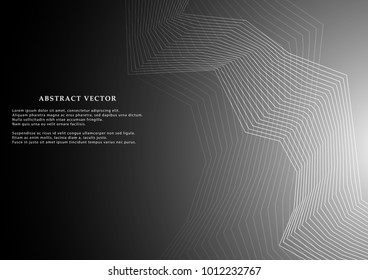Abstract Modern  curves Lines Designed on gray Background With Sample Text Area.Vector graphic illustration template for use in the projects business, science, education and technology.