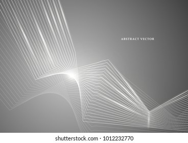 Abstract Modern  curves Lines Designed on gray Background With Sample Text Area.Vector graphic illustration template for use in the projects business, science, education and technology.