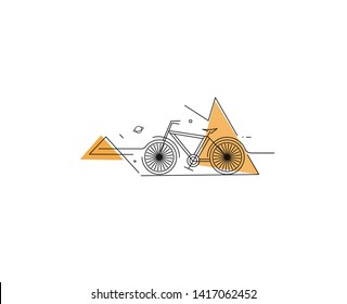 Abstract Modern Cycle Flat Line Art drawing, Vector Illustration.