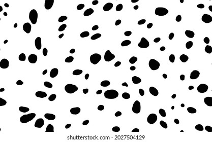 Abstract modern dalmatian fur seamless pattern. Animals trendy background. Black and white decorative vector illustration for print, card, postcard, fabric, textile. Modern ornament of stylized skin.