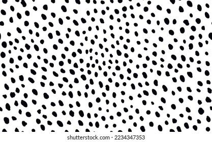 Abstract modern dalmatian fur seamless pattern. Animals trendy background. Black and white decorative vector illustration for print, card, postcard, fabric, textile. Modern ornament of stylized skin.