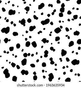 Abstract modern dalmatian seamless pattern. Animals trendy background. Black and white decorative vector illustration for print, card, postcard, fabric, textile. Modern ornament of stylized skin.
