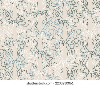Abstrakte moderne Damast-Blumenmuster.  Zierdamastmuster auf beigem Hintergrund.