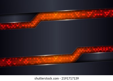 Abstract Modern Dark 3D Metallic Background with Shiny Textured Orange Design Element