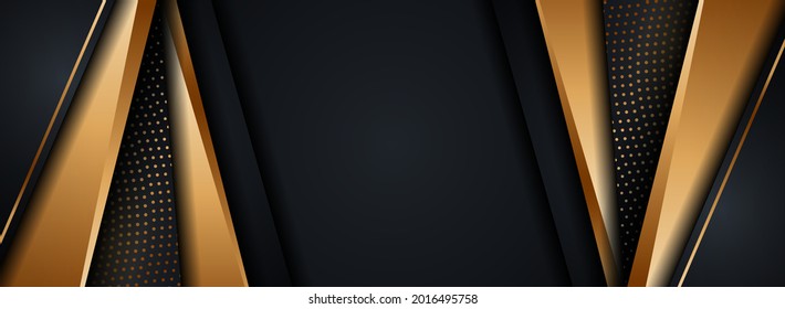 Resumen Fondo Oscuro Moderno Combinado con Elemento Dorado y Capa Texturada Solapada.