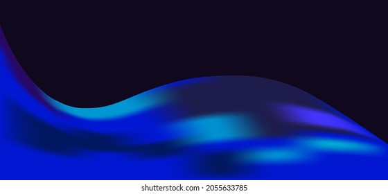 Abstract modern dark background with fluid luminous neon blue wave. Innovation technology concept. Luxury backdrop. Geometric modern digital wallpaper. Vector illustration. Copy space. Template. Wall.