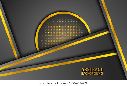 abstract modern dark background with gold line & glitter