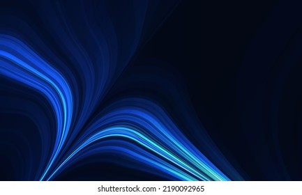 Abstract modern dark blue background with flowing movement lines. Vector illustration