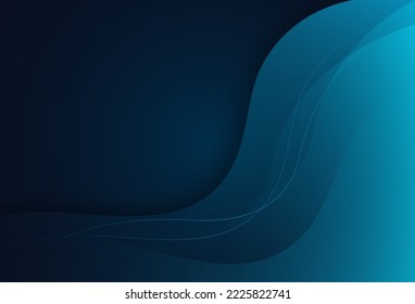 Abstract modern dark blue background with smooth waves. Trendy simple blue gradient graphic. Minimal texture design. Suit for banner, cover, poster, brochure, website, flyer. Vector illustration