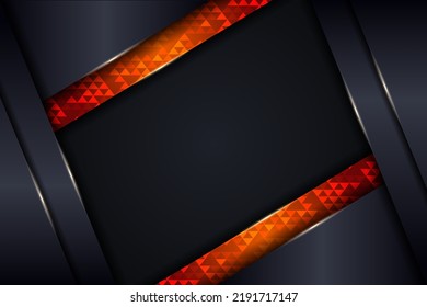 Abstract Modern Dark Diagonal Metallic Background with Shiny Textured Orange Design Element