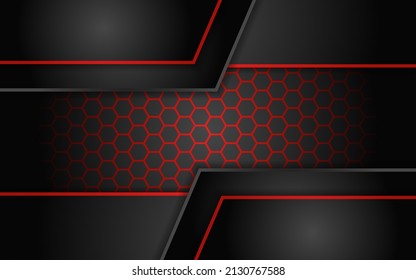 Abstract modern dark gradient texture background combined with futuristic red lines