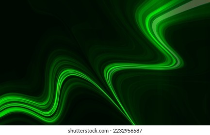 Abstract modern dark green background with flowing movement lines. Vector illustration