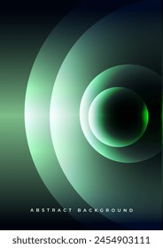 Abstract modern dark green vertical background with gradient circle shapes. Vibrant color cover design template with 3D spheres. Vector illustration