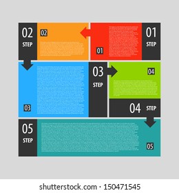 Abstract modern dark infographics options banner steps set. Vector illustration.