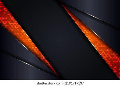 Abstract Modern Dark Metallic Background with Shiny Textured Orange Design Element