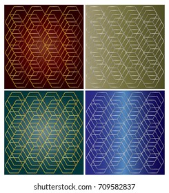 Abstract modern decorative seamless hexagon pattern. 4 colors of geometrical gradient shape.