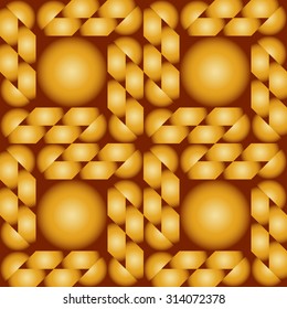 Abstract modern decorative seamless pattern with different geometrical shapes of golden metallic radial gradient