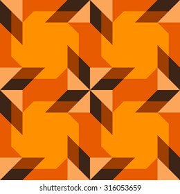 Abstract modern decorative seamless pattern with different geometrical shapes of brown and orange shades