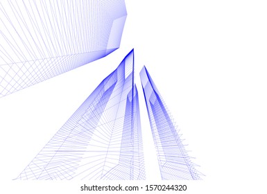 abstract modern design architecture, 3d structure 