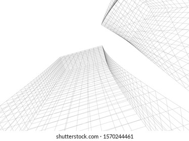 abstract modern design architecture, 3d structure 